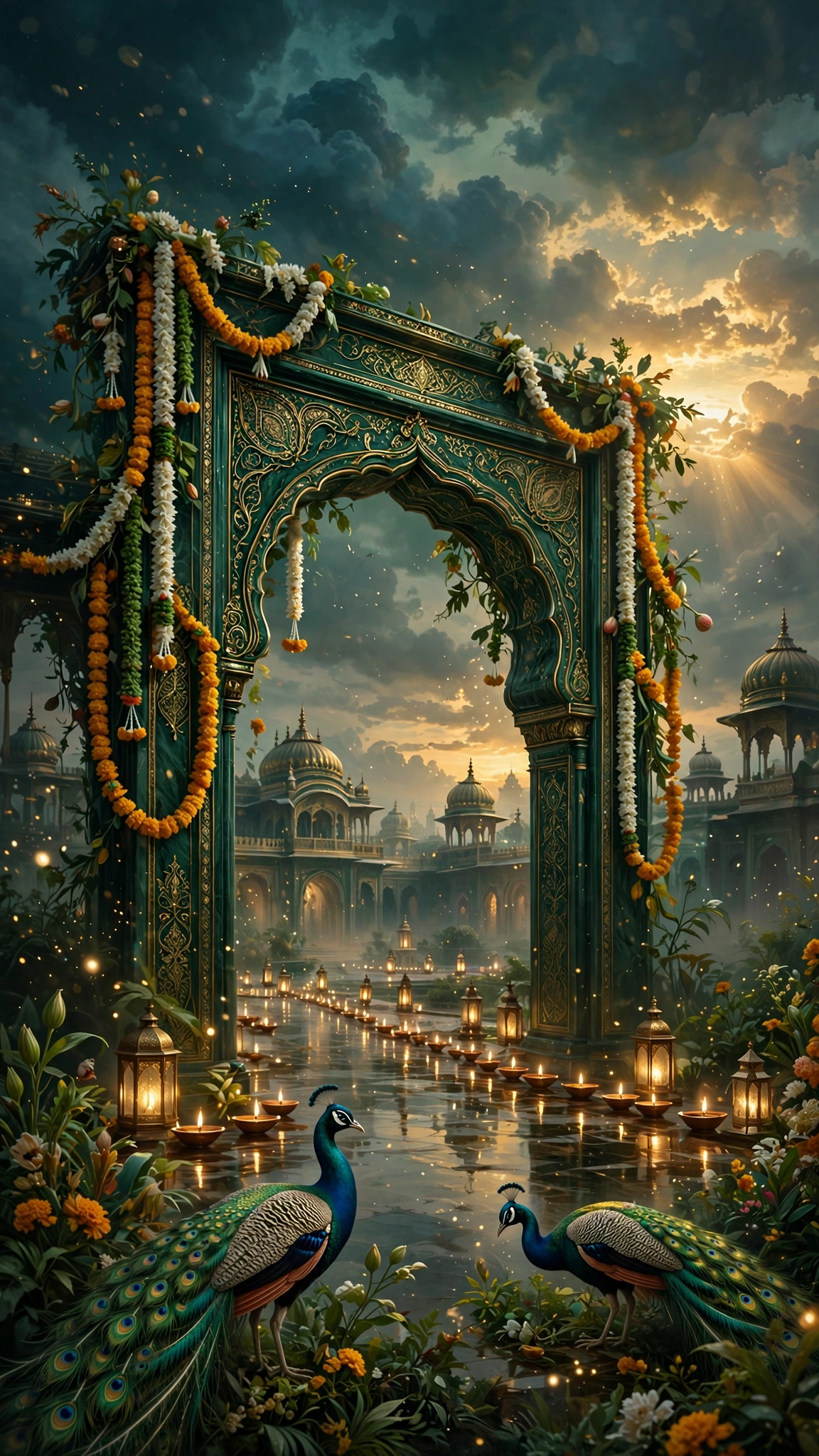 Peacock Darbar invitation theme